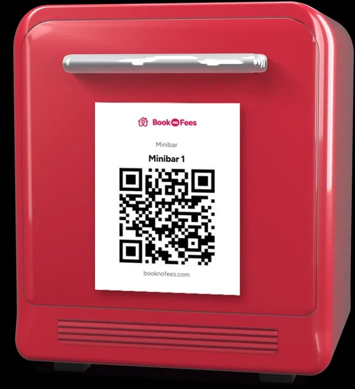 BookNoFees 迷你吧：門上印有 QR 碼的卡片