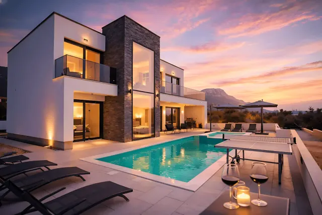 BookNoFees：Kaštel Stari的民宿 – Villa Just be Happy · 海景 · 泳池 · 按摩浴缸
